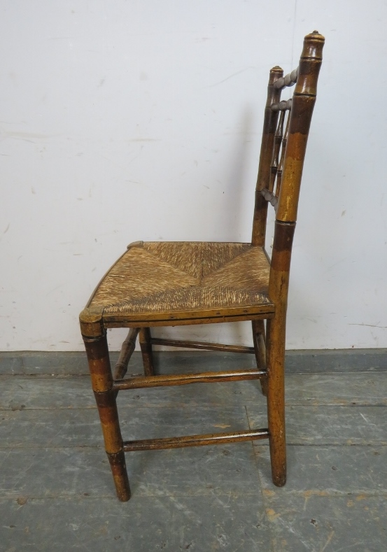 A Regency Period faux bamboo occasional chair, retaining the original polychrome paintwork and - Image 4 of 4