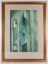 Erno Nagy - A framed & glazed watercolour, titled 'Staircase III', signed lower right. 88cm x