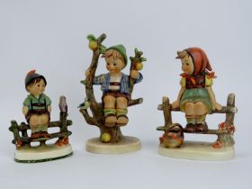 Three West German Goebel Hummel porcelain figurines. (3 items) 15 cm tallest height. Condition