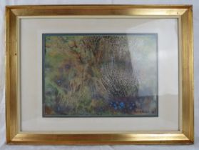 Lajos A'gh Ajkelin (1907-1995) - A framed & glazed watercolour, 'Rock flowers', signed & dated 79.