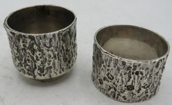 A modern heavy silver egg cup & matching napkin ring, Sheffield 1974, monogrammed, Cooper Brothers &