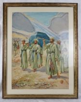 Evelyn Stuart Hardy (1866-1935) - A framed & glazed watercolour, 'Religious figures in robes',