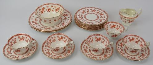 An Edwardian part tea service by Wileman & Co, The Foley China, circa 1903. Gilt and iron red