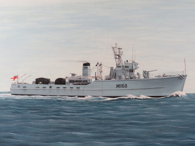 A H Sandish (20th/21st century) - 'Minesweeper at sea M1168', signed & dated 2003. 50cm x 70cm (19 - Image 2 of 7