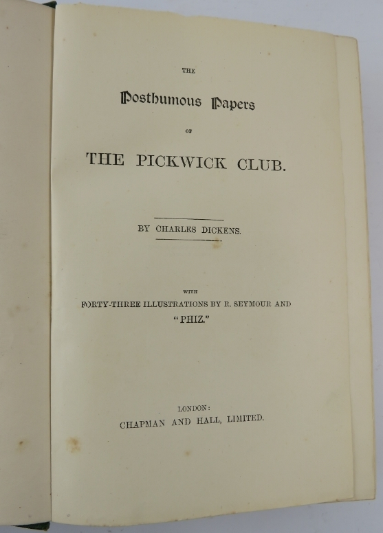 The Pickwick Papers, Charles Dickens, Chapman & Hall. Undated early edition, green cloth bound. - Image 4 of 4