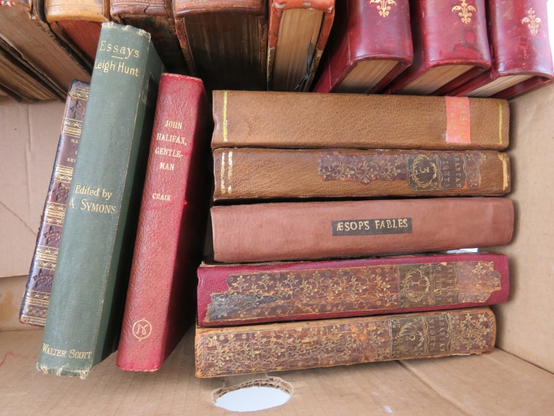 23 mixed mainly leather bound books including Aesop's Fables, J W Carlyle, Leigh Hunt and - Image 5 of 5