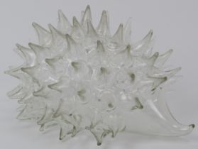 A clear pyrex glass hedgehog designed by Vera Liskova, circa 1960s/70s. 15.5 cm length. Condition
