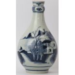 A Chinese blue and white porcelain vase, 19th century. Of pear shaped form, decorated with a