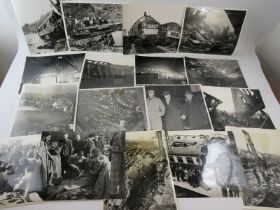 A collection of 35 original press photos of various train crashes c1950s, including the Lewisham