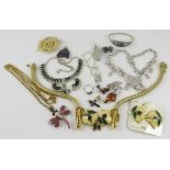 A quantity of costume jewellery, to include suites, silver and amber (Qty).