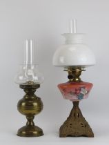 Two British Duplex brass and glass oil lamps, late 19th/early 20th century. (2 items) 58.5 cm