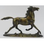 A bronzed brass figure of a horse after Erich Saalmann, 20th century. Signed ‘E. Saalmann’ to the