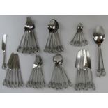 A Culinary Concepts stainless steel forty five piece set of flatware. Designed with simulated rope