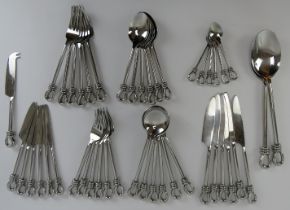 A Culinary Concepts stainless steel forty five piece set of flatware. Designed with simulated rope