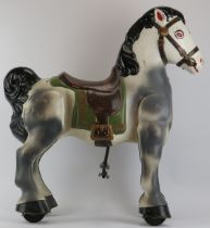 Toys and Models: A vintage Tri-ang Mobo hand painted metal 'Bronco' peddle ride horse, circa