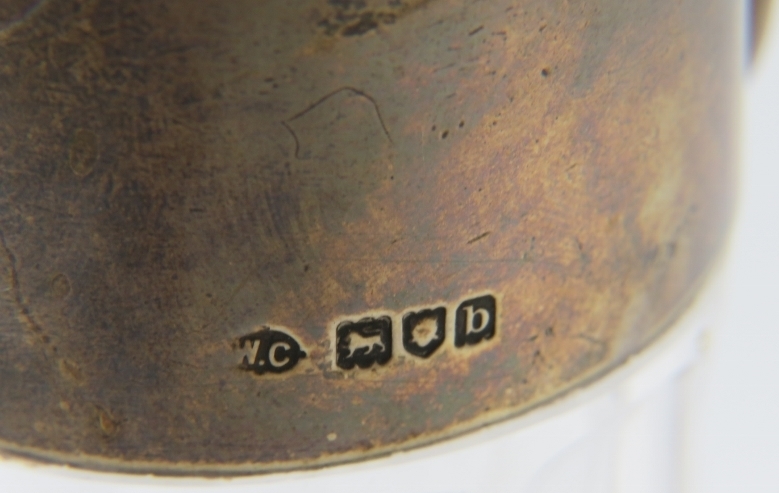 A late Victorian silver mounted cut glass claret jug, hobnail cut with gothic crosses. Hallmarked - Image 3 of 4