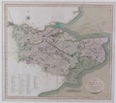 ‘A New Map of Kent Divided into Lathes’ engraved by John Cary (1755-1835), dated 1806. Hand