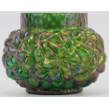 A Bohemian iridescent green glass vase by Kralik, early 20th century. 13.8 cm height. Condition