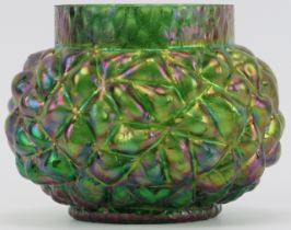 A Bohemian iridescent green glass vase by Kralik, early 20th century. 13.8 cm height. Condition