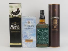 Four bottles of Scotch Whisky. Comprising a bottle of Aberlour, Jack Daniels, Dalwhinnie ‘Winter’s