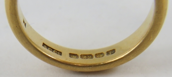 A gent’s 22ct yellow gold wedding band of court profile, finger size P, Hallmarked Birmingham - Image 2 of 2