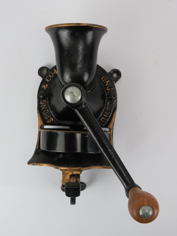 Three vintage coffee grinders. Comprising an Arcade and Spong & Co Ltd. wall mounting coffee grinder - Image 2 of 2