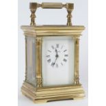 A French Angelus eleven jewels brass carriage clock. Key included. 9 cm height. Condition report: