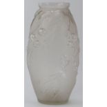 A French Verlys of Paris frosted glass vase, early/mid 20th century. Decorated with cherries,