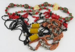 A collection of Ethnic/Berber style necklaces. Condition report: Some losses