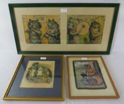 Louis Wain (1860-1939) - Three framed & glazed prints, 'Mother Sending her Kittens to School', '