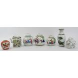 A group of Chinese porcelain ginger jars, a vase and teapot, 20th century. (8 items) Vase: 20.7 cm