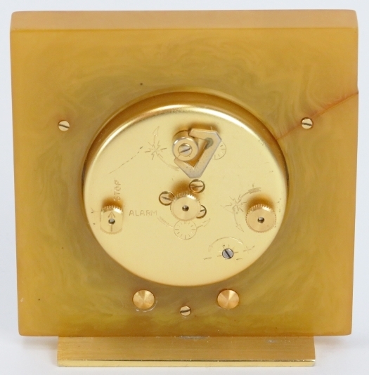 A vintage Jaeger LeCoultre eight day recital alarm travel clock. With an amber coloured bakelite - Image 2 of 3