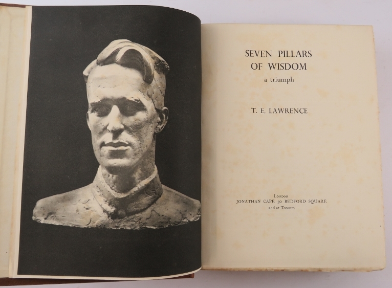 T E Lawrence, The Seven Pillars of Wisdom, First Edition 1935, Jonathan Cape. Cloth binding with - Image 2 of 3