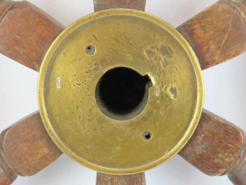 Maritime: An oak and brass six spoke ship’s wheel, probably late 19th/early 20th century. 62.5 cm - Image 3 of 3