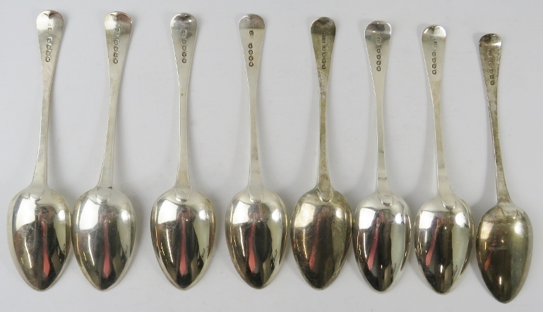 Set of 8 George IV silver dessert spoons, hallmarked for London 1821, maker Richard Poulden. - Image 2 of 3