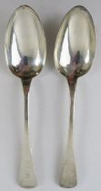 Pair of George IV silver tablespoons hallmarked for Newcastle 1825, maker John Walton. Length