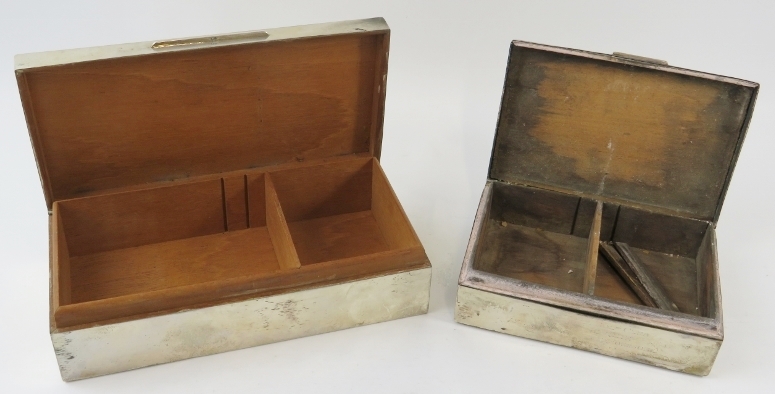 Two silver cigarette boxes, one bearing engraved signatures. Hallmarked for Birmingham 1932 and - Image 2 of 3