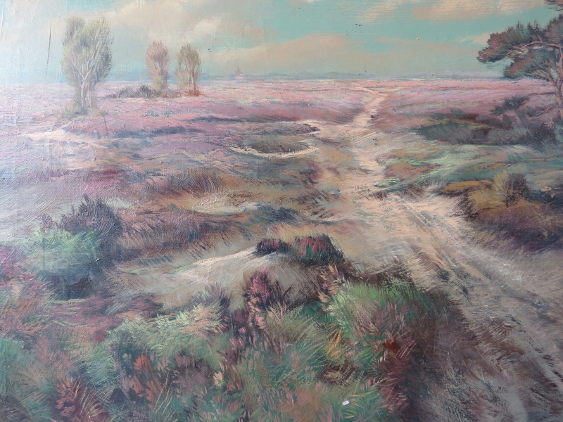 A framed oil on canvas 20th century, 'Landscape scene with moorland', signed indistinctly and - Image 3 of 7