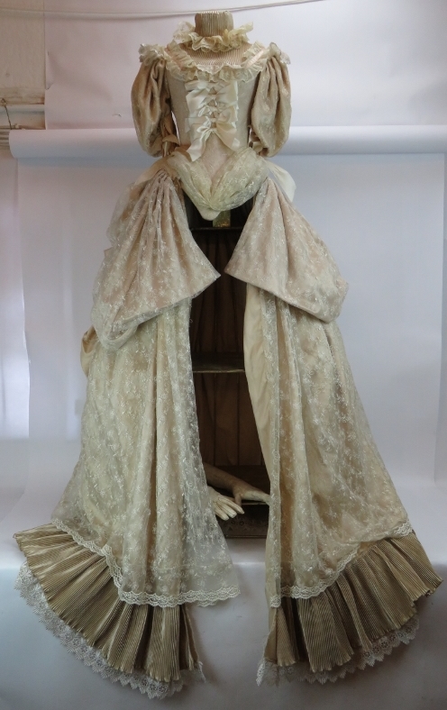 A vintage 1960s Victorian style Crinoline mannequin shop display dummy with gilt metal display - Image 2 of 9