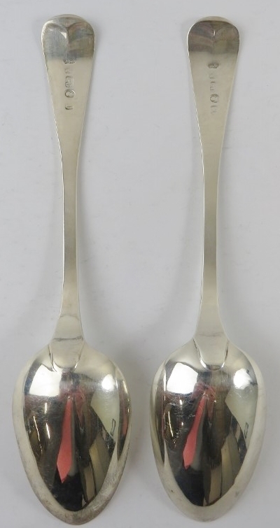Pair of George IV silver tablespoons hallmarked for Newcastle 1825, maker John Walton. Length - Image 2 of 3