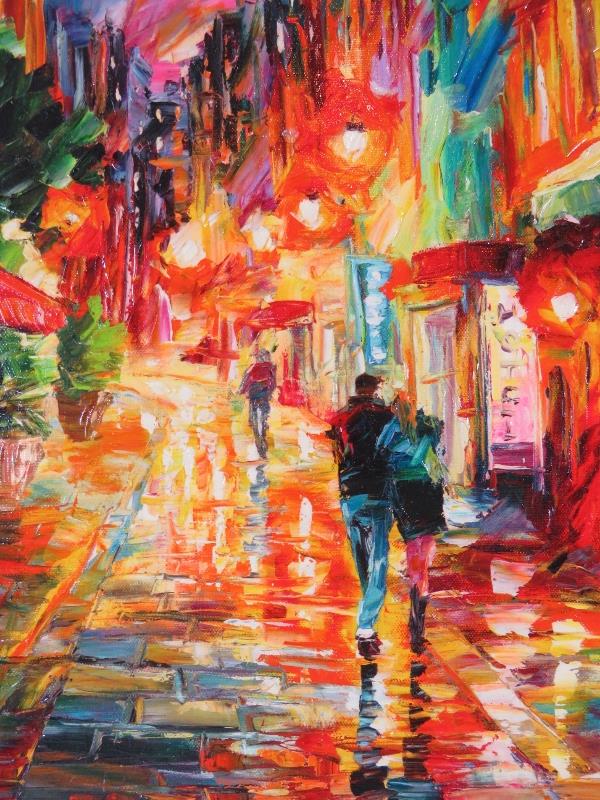 Daniel Wall - 'Romantic Alley' - A framed oil painting, art prints on canvas. Marked AP 128/130 - Image 3 of 6