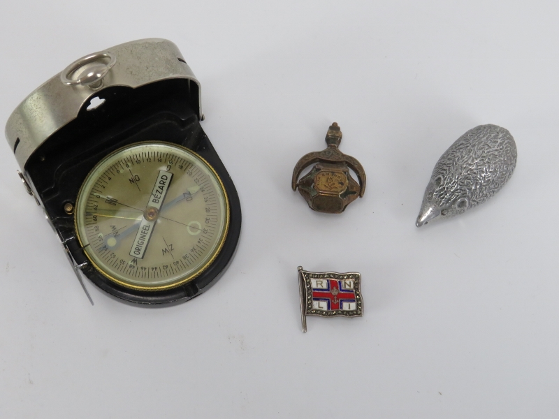 An enamelled silver and marcasite RNLI brooch, a Victorian revolving seal, a German ‘Richting’ - Image 2 of 4