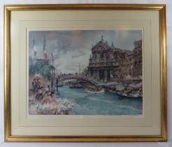 Sir William Russell Flint - A framed & glazed print, 'Venetian scene', framed by Medici Society,