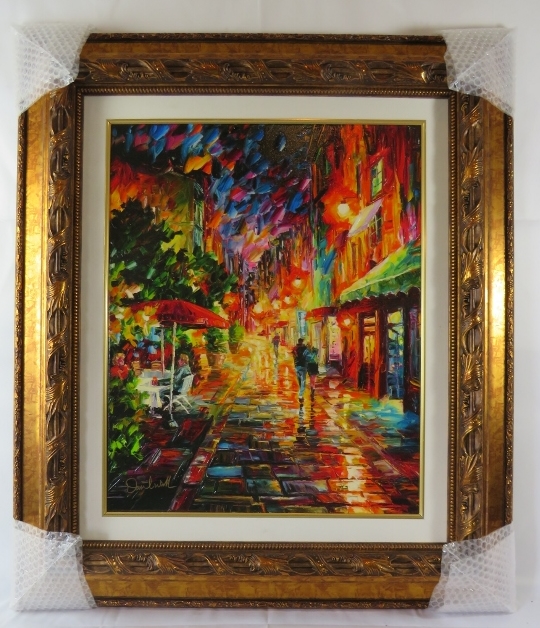Daniel Wall - 'Romantic Alley' - A framed oil painting, art prints on canvas. Marked AP 128/130