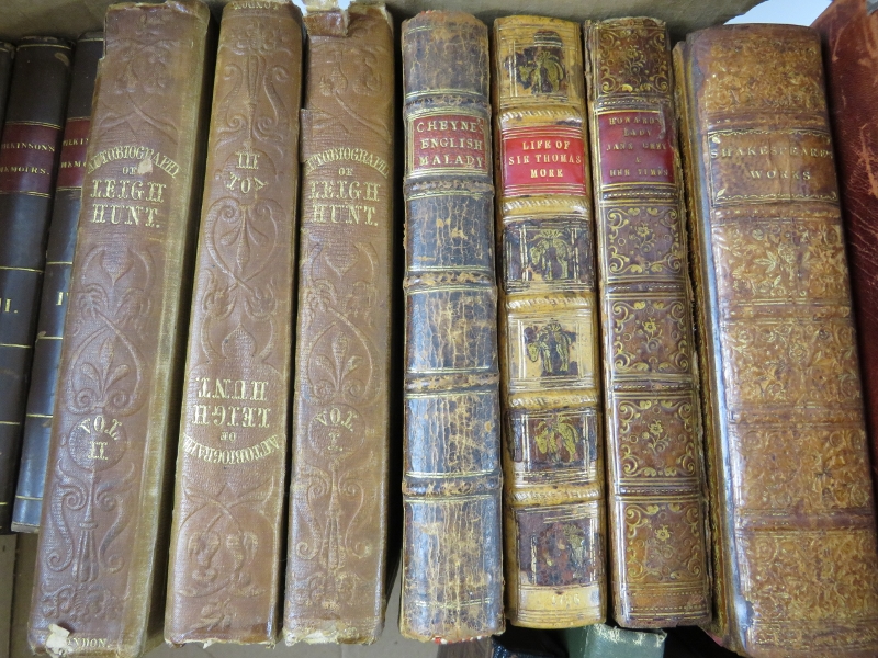 23 mixed mainly leather bound books including Aesop's Fables, J W Carlyle, Leigh Hunt and - Image 3 of 5