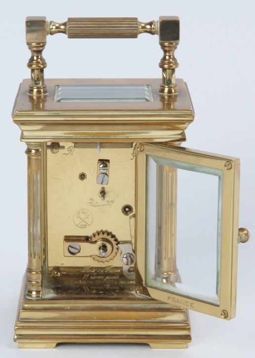 A French Angelus eleven jewels brass carriage clock. Key included. 9 cm height. Condition report: - Image 5 of 6