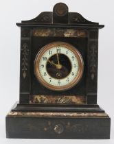 A French marble and slate mantel clock, 19th century. Inscribed ‘Gabriel London Fabrique de Paris’