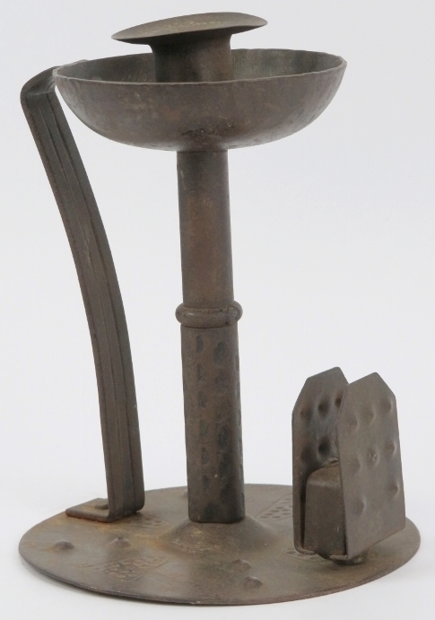 A Viennese Arts and Crafts ‘Goberg’ secessionist iron chamber stick designed by Hugo Berger, early