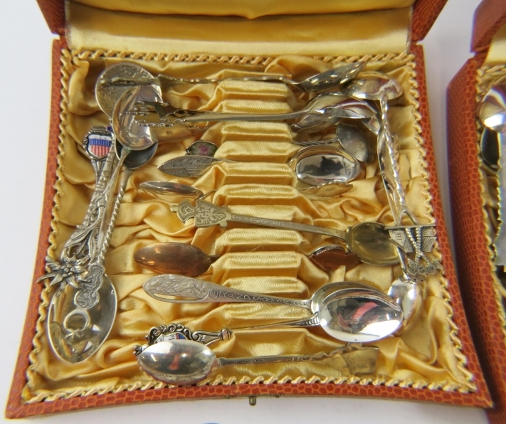 A collection of mainly silver souvenir spoons from countries all over the world, many enamelled. - Image 2 of 4