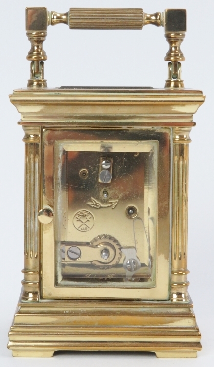 A French Angelus eleven jewels brass carriage clock. Key included. 9 cm height. Condition report: - Image 4 of 6